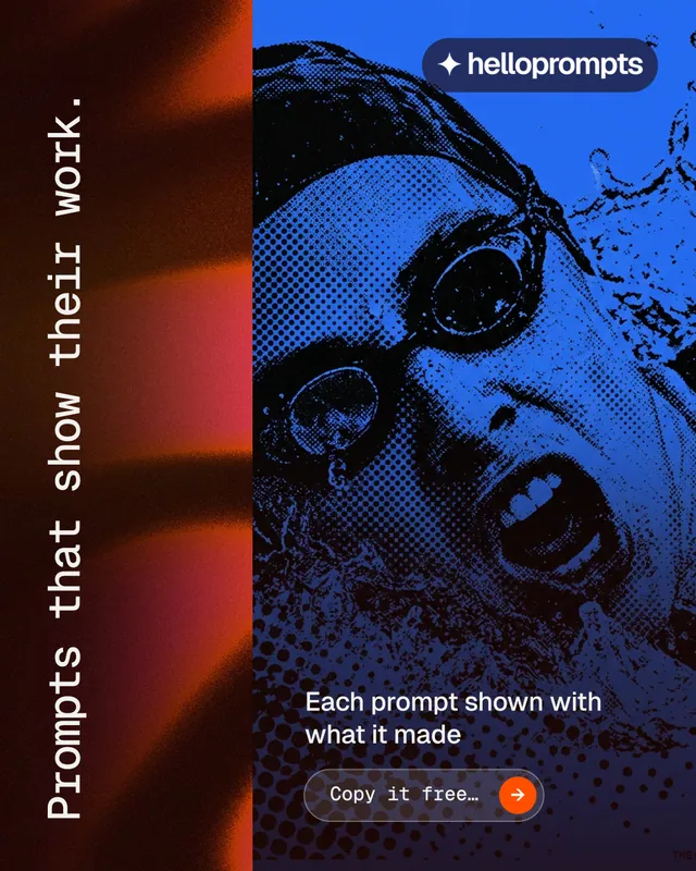 Instagram portrait post for HelloPrompts: "Prompts that show their work." Agentic glass style, vertical layout, dark palette in black, blue, pink.