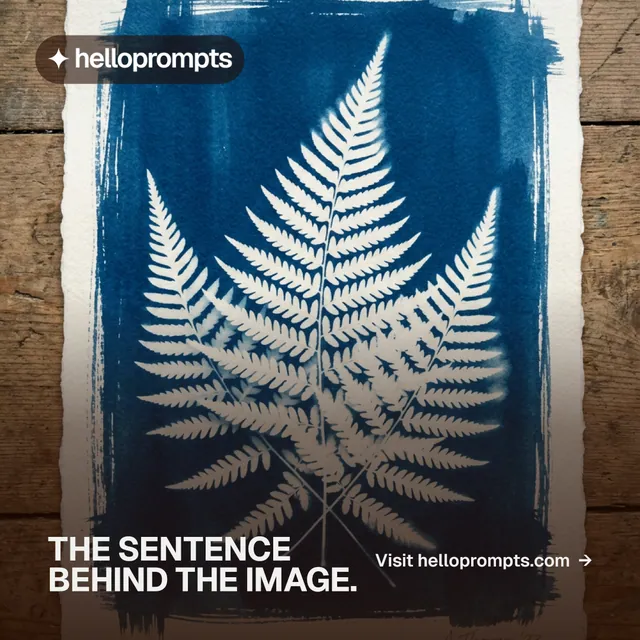 Instagram post for HelloPrompts: "The sentence behind the image." Swiss style, image led layout, dark palette in grey, black, blue.