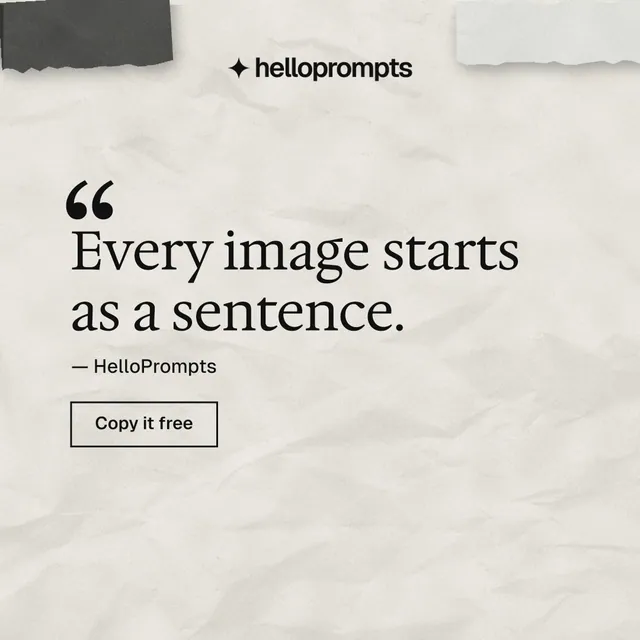 Instagram post for HelloPrompts: "Say it like an art director." Editorial style, quote layout, light palette in white, grey.