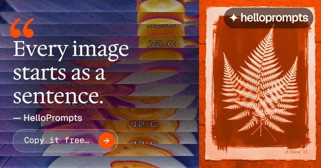 Social ad for HelloPrompts: "See the prompt. Steal the taste." Agentic glass style, quote layout, dark palette in purple, orange, red.