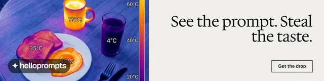 LinkedIn banner for HelloPrompts: "See the prompt. Steal the taste." Editorial style, right layout, light palette in white, purple, grey.