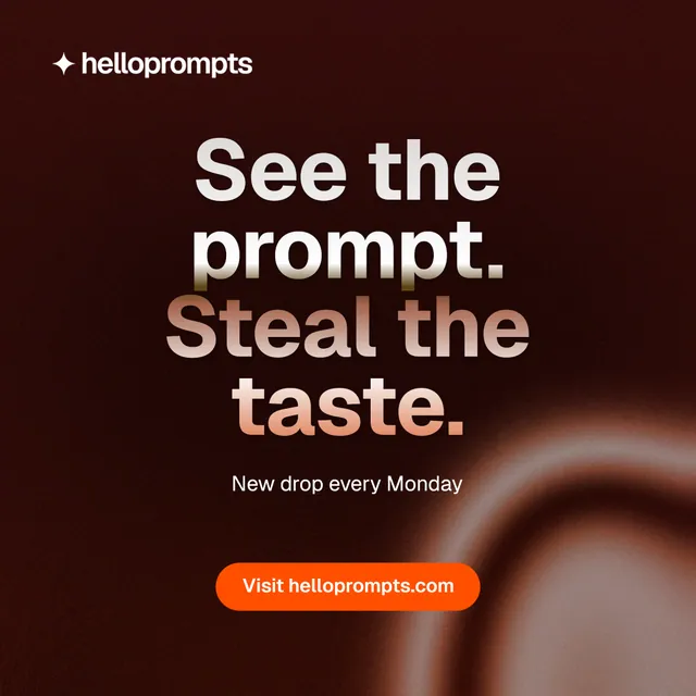 Instagram post for HelloPrompts: "See the prompt. Steal the taste." Y2K style, centred layout, dark palette in black, red, orange.
