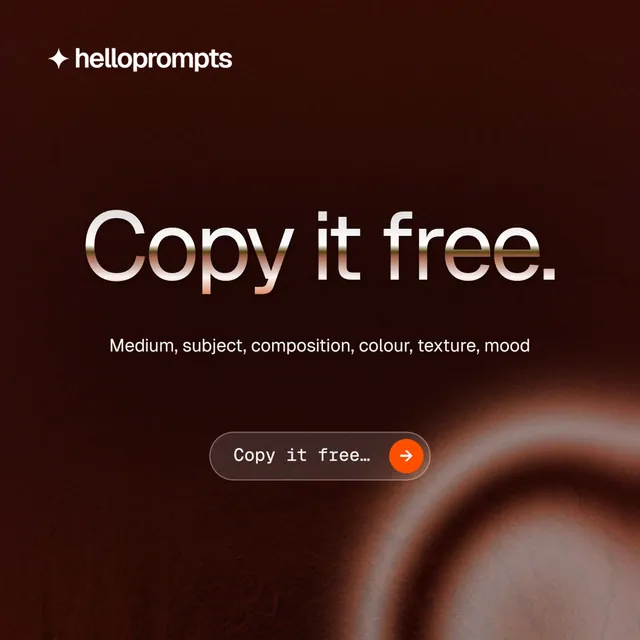 Instagram post for HelloPrompts: "Copy it free." Agentic glass style, centred layout, dark palette in black, red.