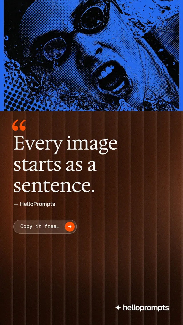 Instagram story for HelloPrompts: "Taste, written down." Agentic glass style, quote layout, dark palette in orange, black, blue.