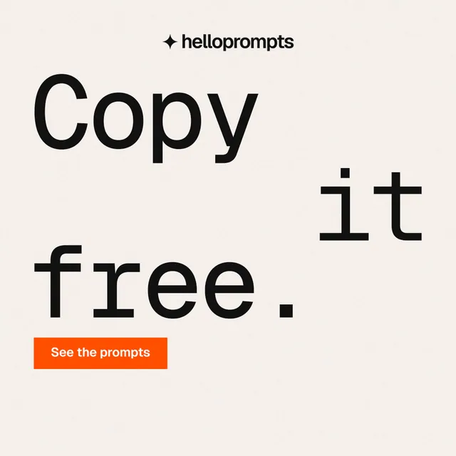 Instagram post for HelloPrompts: "Copy it free." Swiss style, stacked layout, light palette in white, grey.
