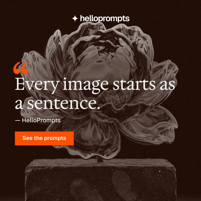 Instagram post for HelloPrompts: "Say it like an art director." Swiss style, quote layout, dark palette in grey, orange, black.