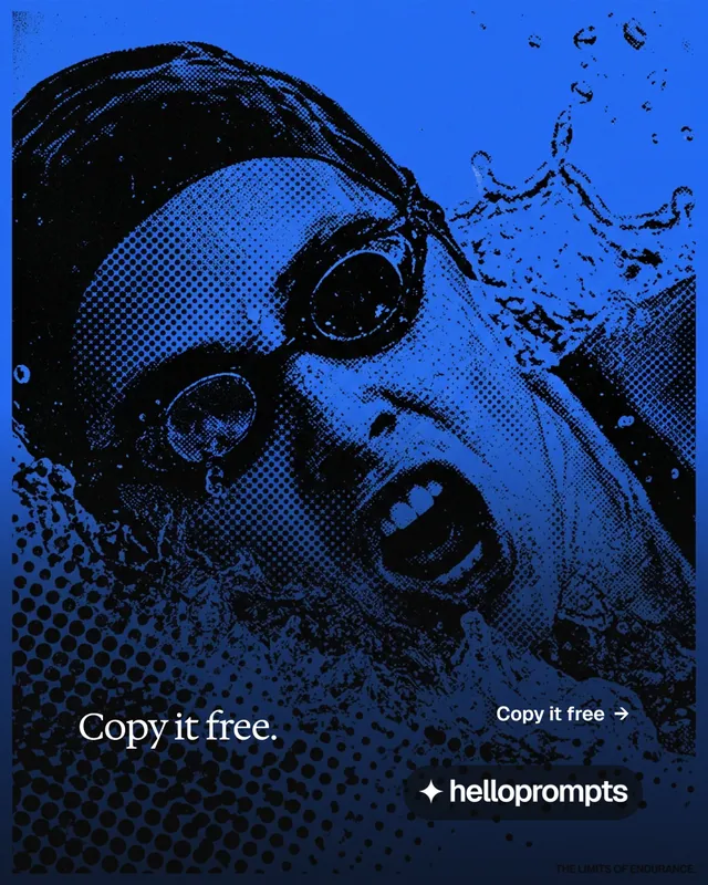 Instagram portrait post for HelloPrompts: "Copy it free." Editorial style, image led layout, dark palette in blue, black.