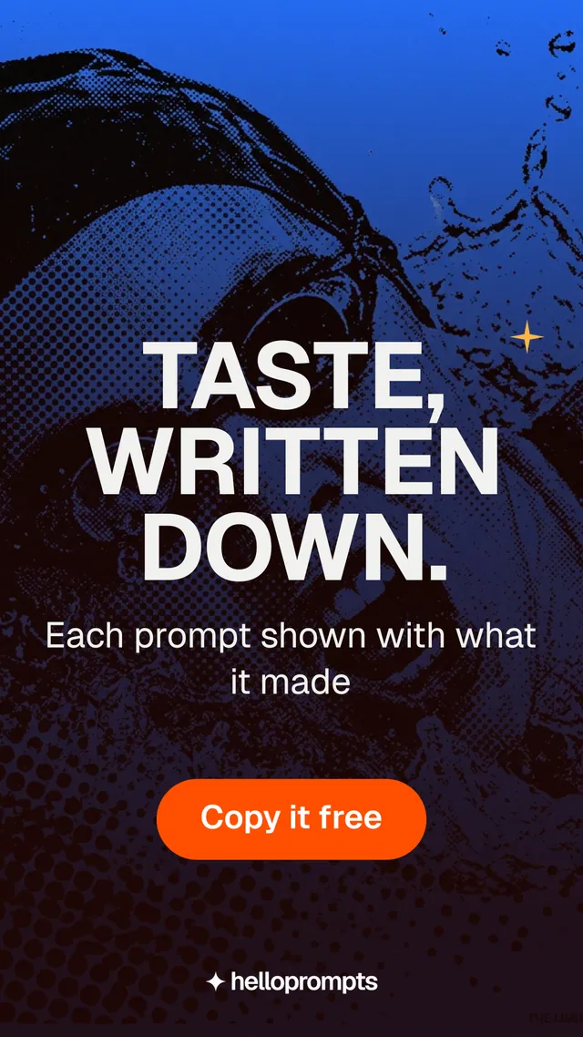 Instagram story for HelloPrompts: "Taste, written down." Y2K style, skeleton layout, dark palette in black, blue.