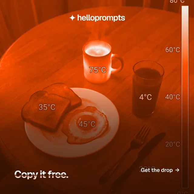 Instagram post for HelloPrompts: "Copy it free." Y2K style, image led layout, dark palette in orange.