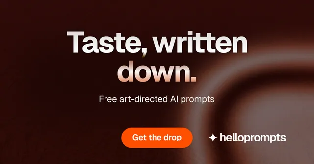 Social ad for HelloPrompts: "Taste, written down." Y2K style, centred layout, dark palette in black, red, grey.