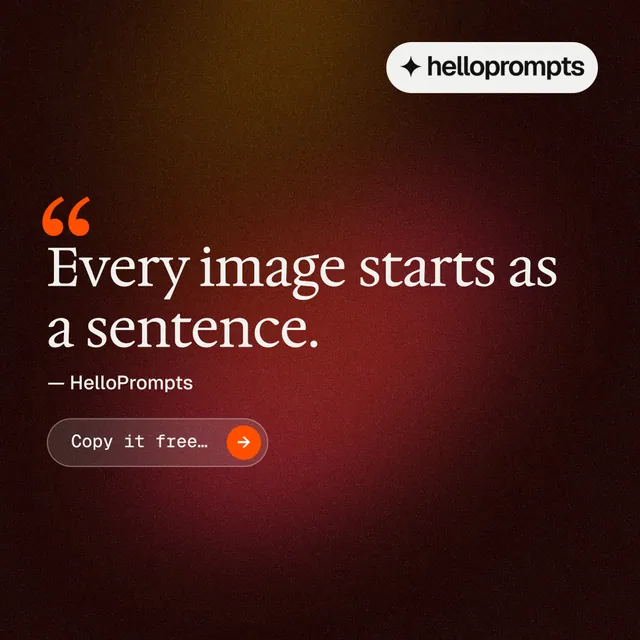 Instagram post for HelloPrompts: "The art of speaking to machines." Agentic glass style, quote layout, dark palette in black, red.