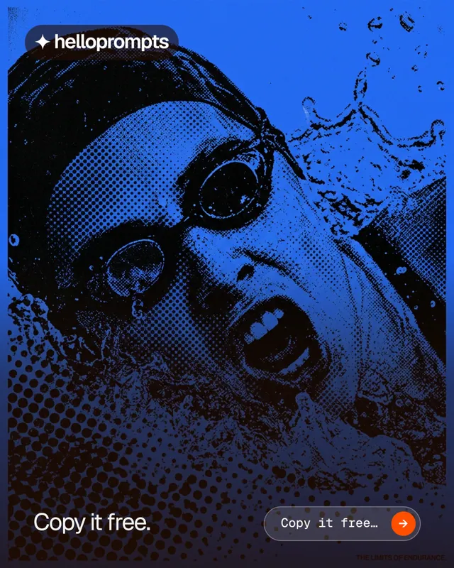 Instagram portrait post for HelloPrompts: "Copy it free." Agentic glass style, image led layout, dark palette in blue, black.