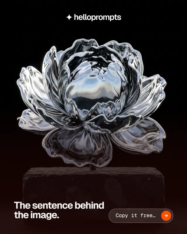 Instagram portrait post for HelloPrompts: "The sentence behind the image." Agentic glass style, image led layout, dark palette in black, grey.