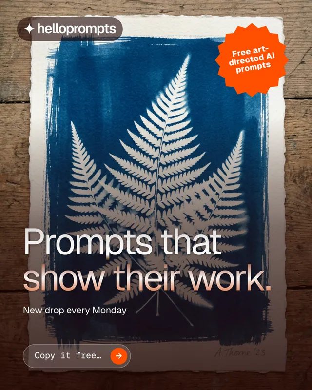 Instagram portrait post for HelloPrompts: "Prompts that show their work." Agentic glass style, sticker layout, dark palette in red, blue, grey.