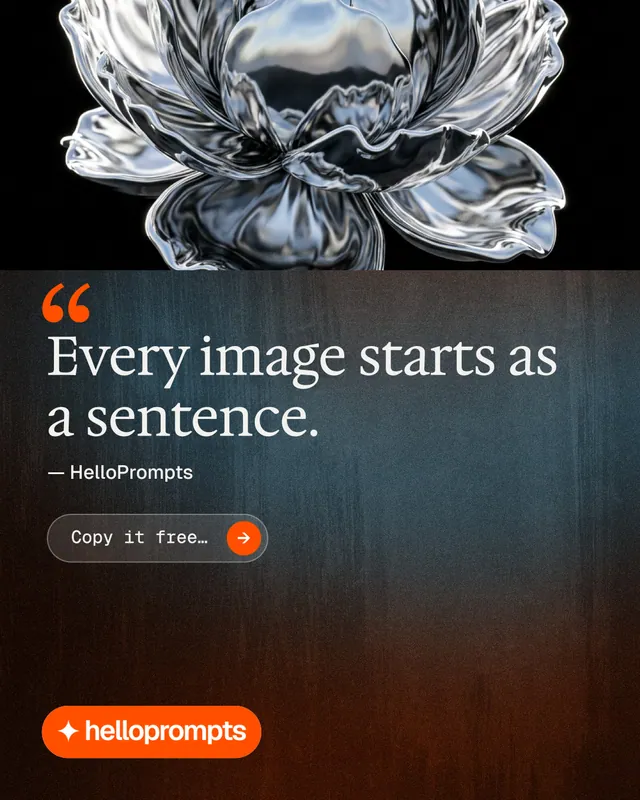 Instagram portrait post for HelloPrompts: "See the prompt. Steal the taste." Agentic glass style, quote layout, dark palette in grey, black, orange.