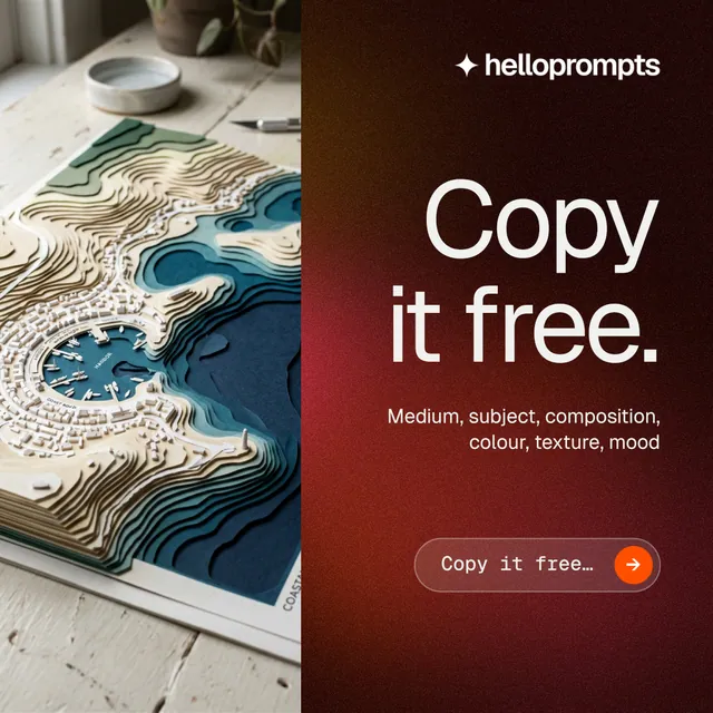 Instagram post for HelloPrompts: "Copy it free." Agentic glass style, right layout, dark palette in black, red, grey.