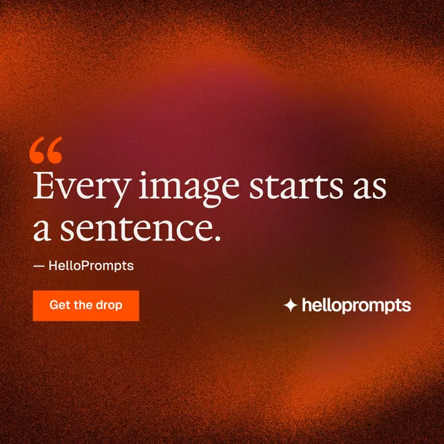 Instagram post for HelloPrompts: "The art of speaking to machines." Swiss style, quote layout, dark palette in red.