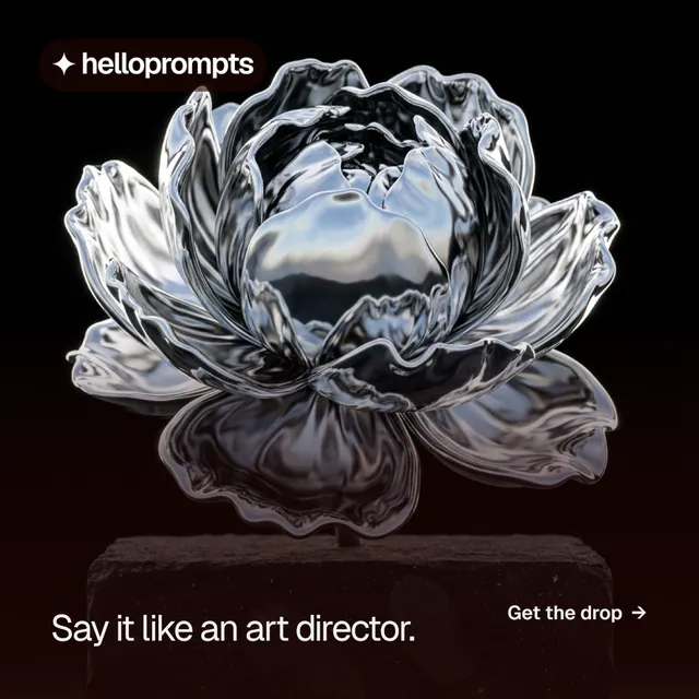 Instagram post for HelloPrompts: "Say it like an art director." Swiss style, image led layout, dark palette in black, grey.