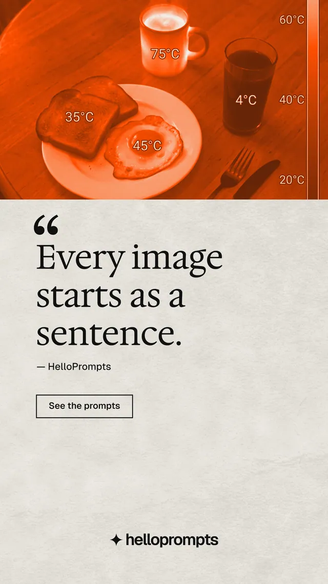Instagram story for HelloPrompts: "Say it like an art director." Editorial style, quote layout, light palette in white, orange, yellow.