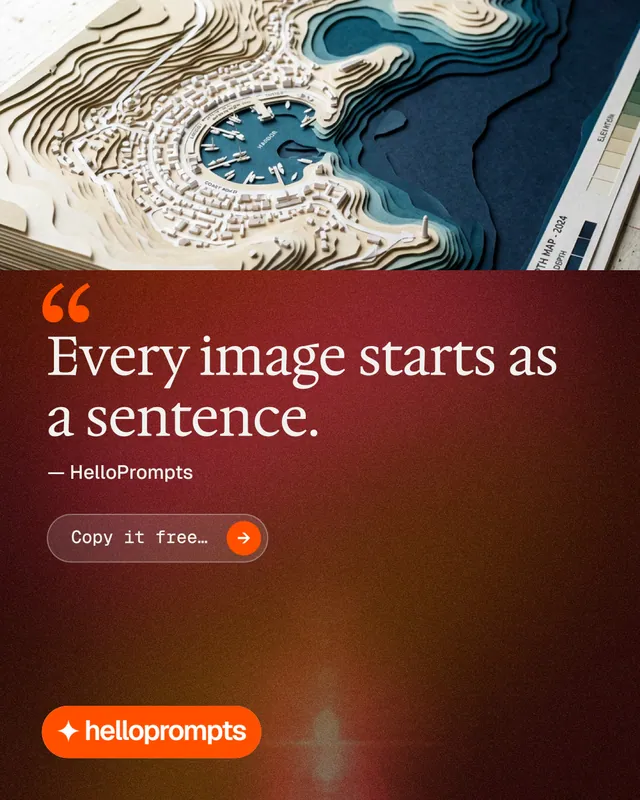 Instagram portrait post for HelloPrompts: "Copy it free." Agentic glass style, quote layout, dark palette in red, white, grey.