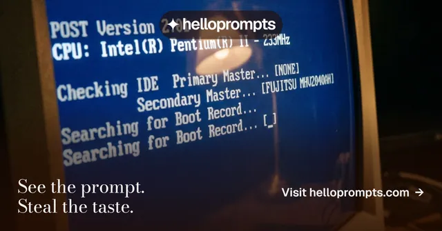 Social ad for HelloPrompts: "See the prompt. Steal the taste." Minimal luxury style, image led layout, dark palette in black, blue, grey.