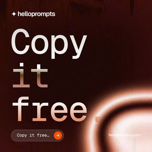 Instagram post for HelloPrompts: "Copy it free." Agentic glass style, poster layout, dark palette in black, red.