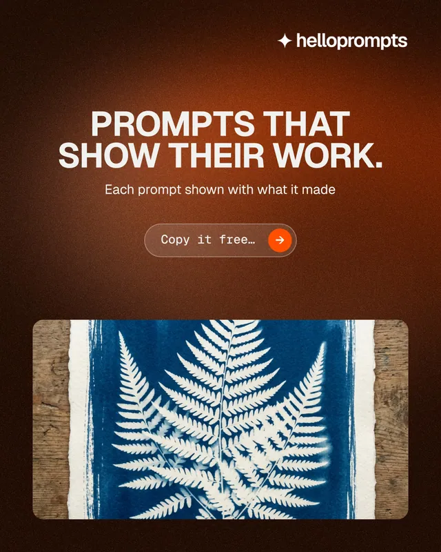 Instagram portrait post for HelloPrompts: "Prompts that show their work." Agentic glass style, centred layout, dark palette in orange, black, grey.
