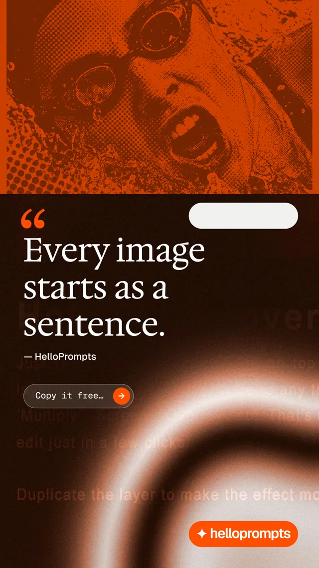 Instagram story for HelloPrompts: "The art of speaking to machines." Agentic glass style, quote layout, dark palette in black, orange, brown.