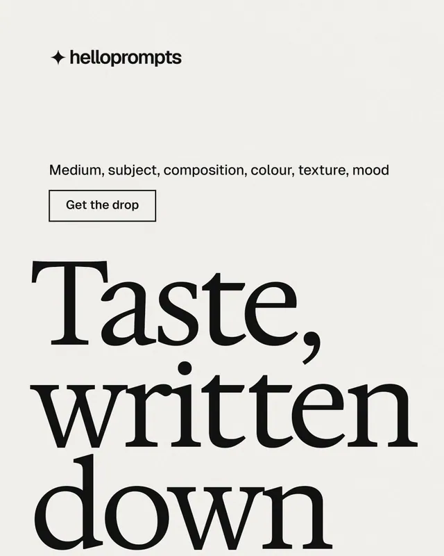 Instagram portrait post for HelloPrompts: "Say it like an art director." Editorial style, oversized layout, light palette in white, grey.