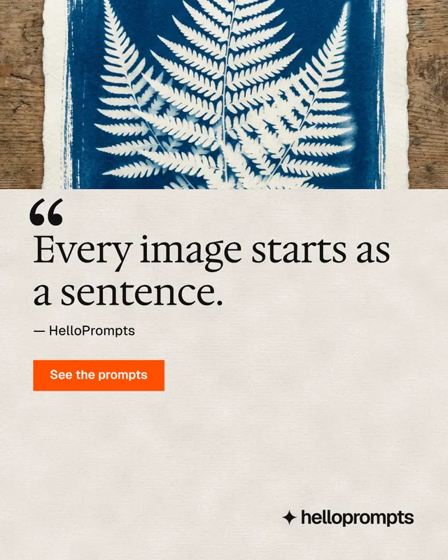 Instagram portrait post for HelloPrompts: "Prompts that show their work." Swiss style, quote layout, light palette in orange, grey.