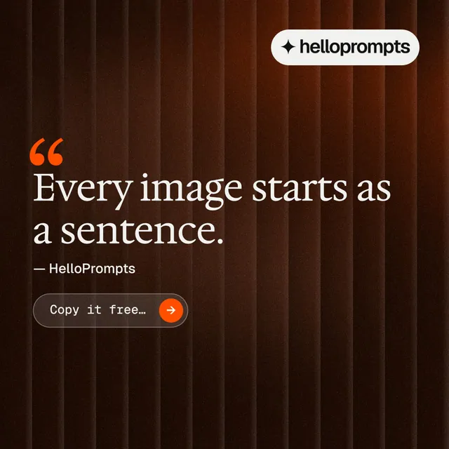 Instagram post for HelloPrompts: "The art of speaking to machines." Agentic glass style, quote layout, dark palette in black, orange, grey.