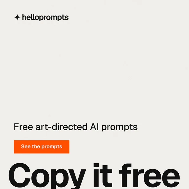 Instagram post for HelloPrompts: "See the prompt. Steal the taste." Swiss style, oversized layout, light palette in white, grey.