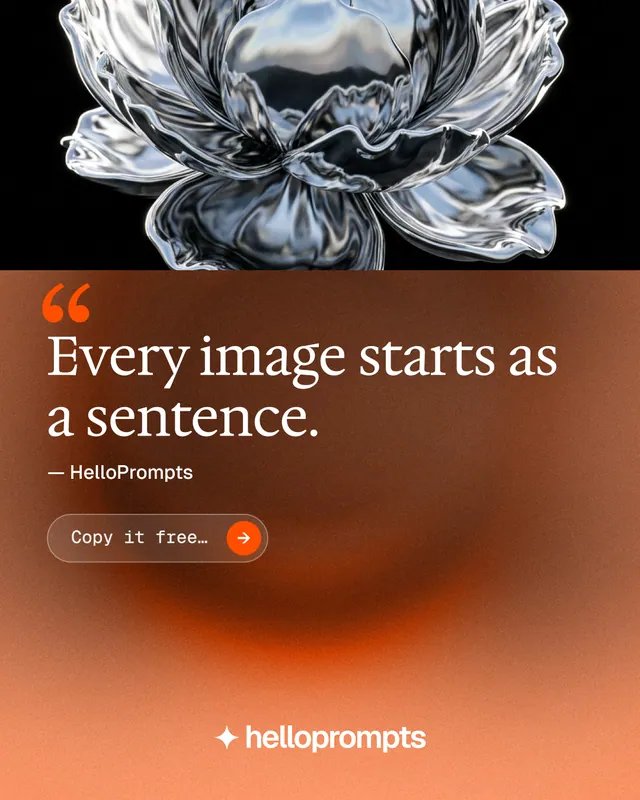 Instagram portrait post for HelloPrompts: "See the prompt. Steal the taste." Agentic glass style, quote layout, dark palette in orange, red.
