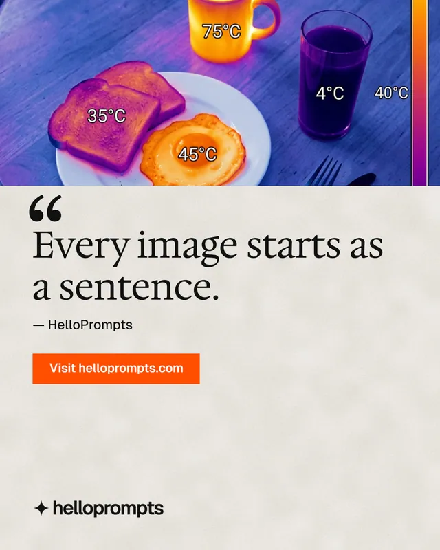 Instagram portrait post for HelloPrompts: "Copy it free." Swiss style, quote layout, light palette in white, purple, yellow.