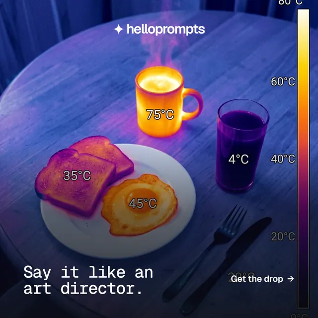 Instagram post for HelloPrompts: "Say it like an art director." Swiss style, image led layout, dark palette in blue, purple, grey.