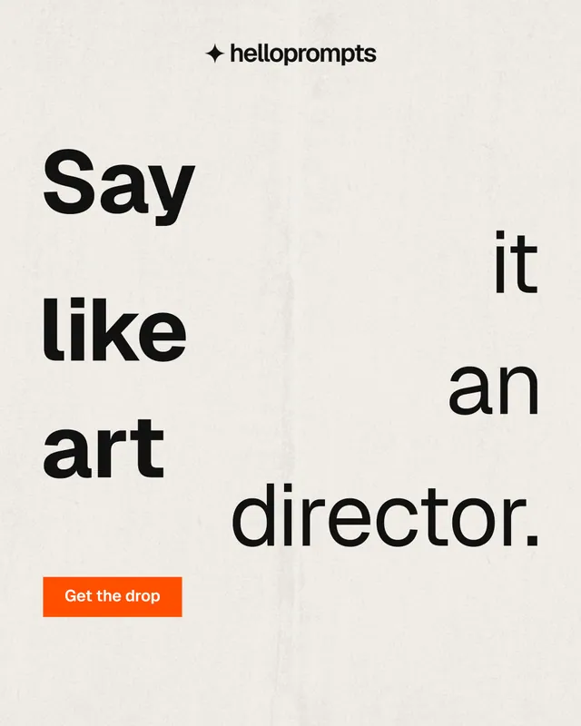 Instagram portrait post for HelloPrompts: "Say it like an art director." Swiss style, stacked layout, light palette in yellow, grey, white.