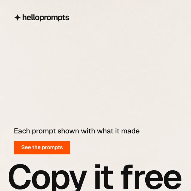 Instagram post for HelloPrompts: "The sentence behind the image." Swiss style, oversized layout, light palette in white, grey.