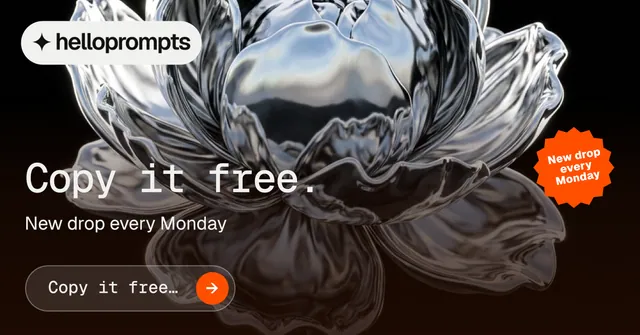 Social ad for HelloPrompts: "Copy it free." Agentic glass style, sticker layout, dark palette in black, grey, orange.