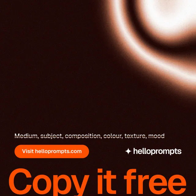 Instagram post for HelloPrompts: "Copy it free." Y2K style, oversized layout, dark palette in black, orange.