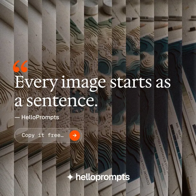 Instagram post for HelloPrompts: "Prompts that show their work." Agentic glass style, quote layout, dark palette in grey, black.