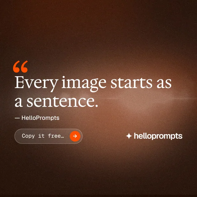 Instagram post for HelloPrompts: "The art of speaking to machines." Agentic glass style, quote layout, dark palette in brown, orange, black.