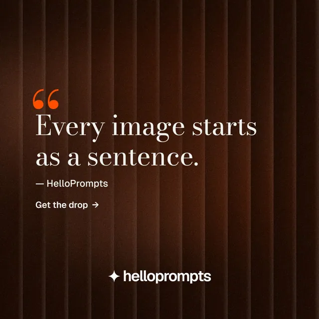 Instagram post for HelloPrompts: "Say it like an art director." Minimal luxury style, quote layout, dark palette in black, orange.
