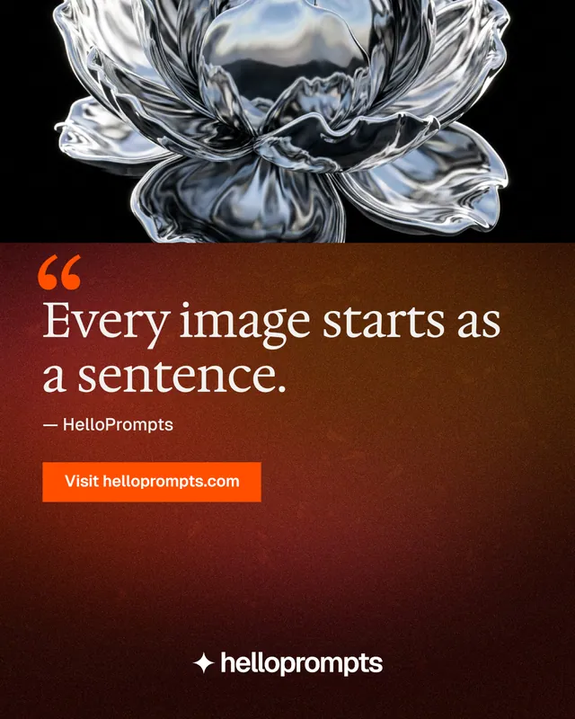 Instagram portrait post for HelloPrompts: "The art of speaking to machines." Swiss style, quote layout, dark palette in black, orange, red.