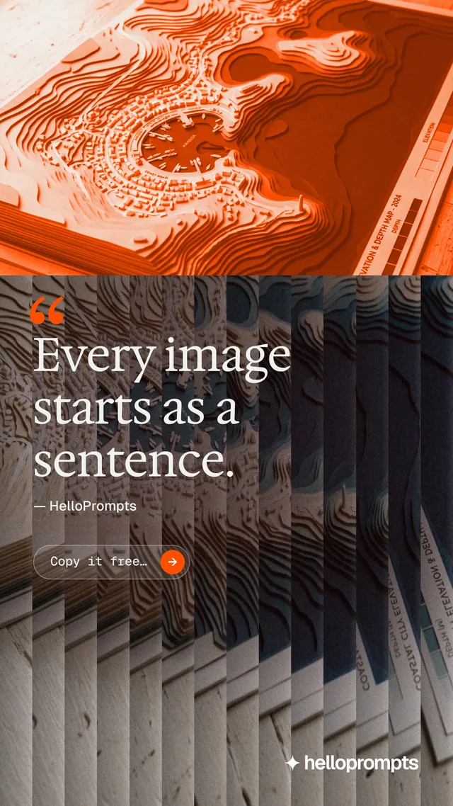 Instagram story for HelloPrompts: "Prompts that show their work." Agentic glass style, quote layout, dark palette in black, orange.