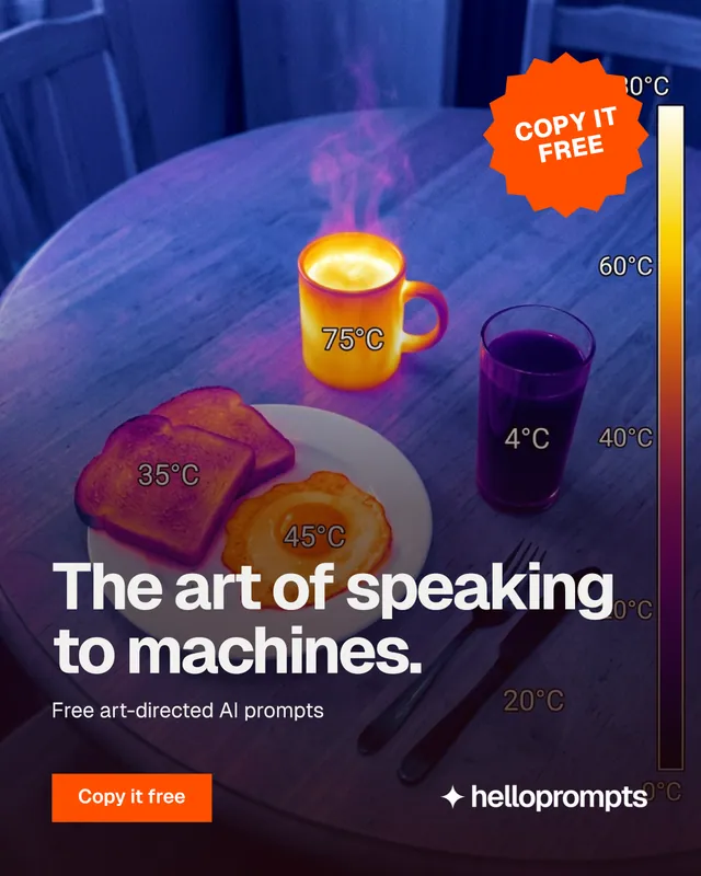 Instagram portrait post for HelloPrompts: "The art of speaking to machines." Swiss style, sticker layout, dark palette in blue, pink, purple.