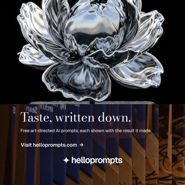 Instagram post for HelloPrompts: "Taste, written down." Minimal luxury style, bottom layout, dark palette in grey, black, red.