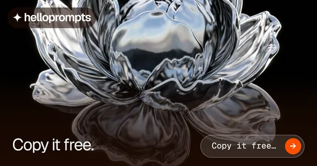 Social ad for HelloPrompts: "Copy it free." Agentic glass style, image led layout, dark palette in black, orange, grey.