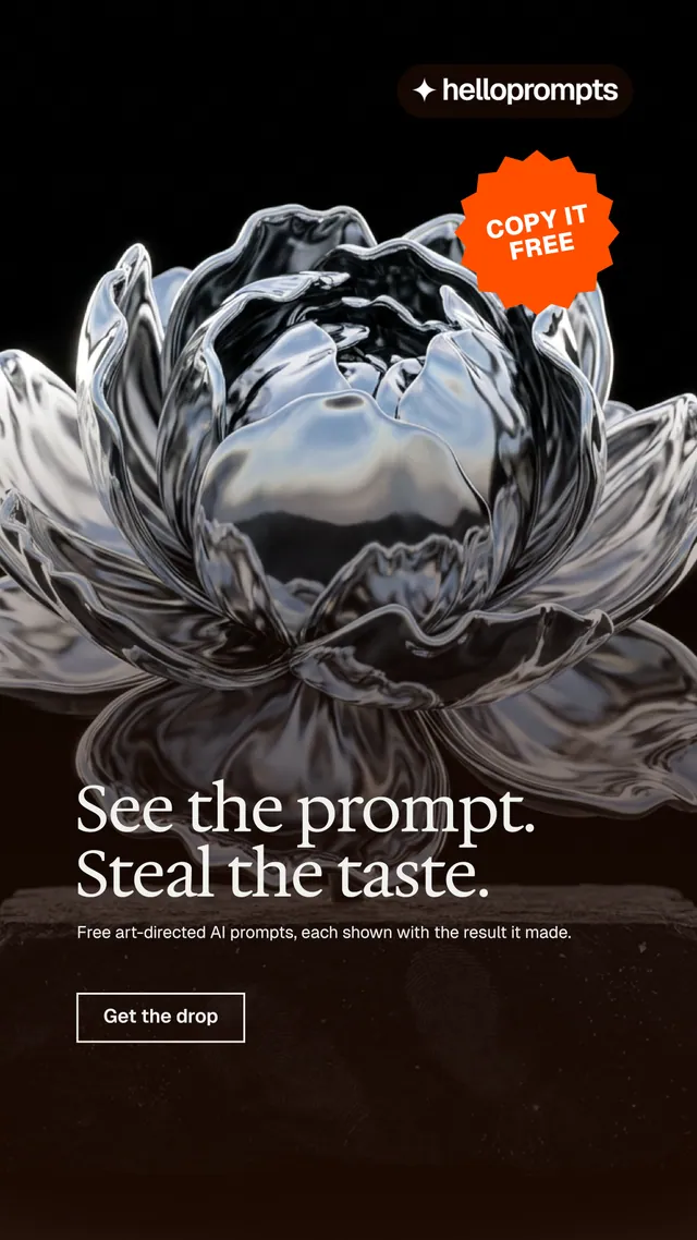 Instagram story for HelloPrompts: "See the prompt. Steal the taste." Editorial style, sticker layout, dark palette in black, grey.