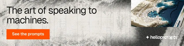 LinkedIn banner for HelloPrompts: "The art of speaking to machines." Swiss style, skeleton layout, light palette in grey, orange, white.