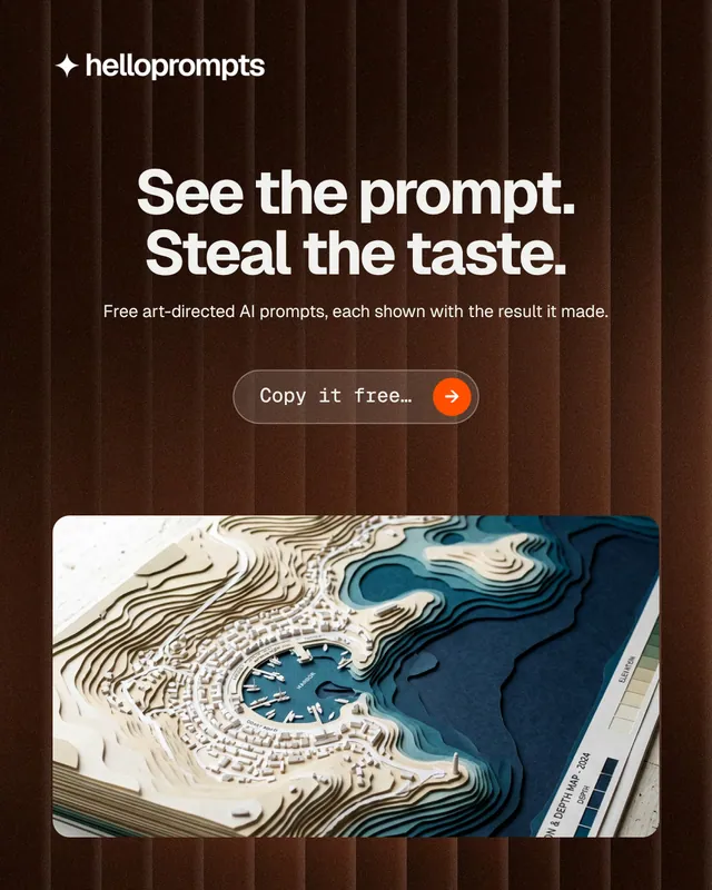 Instagram portrait post for HelloPrompts: "See the prompt. Steal the taste." Agentic glass style, centred layout, dark palette in black, grey, orange.